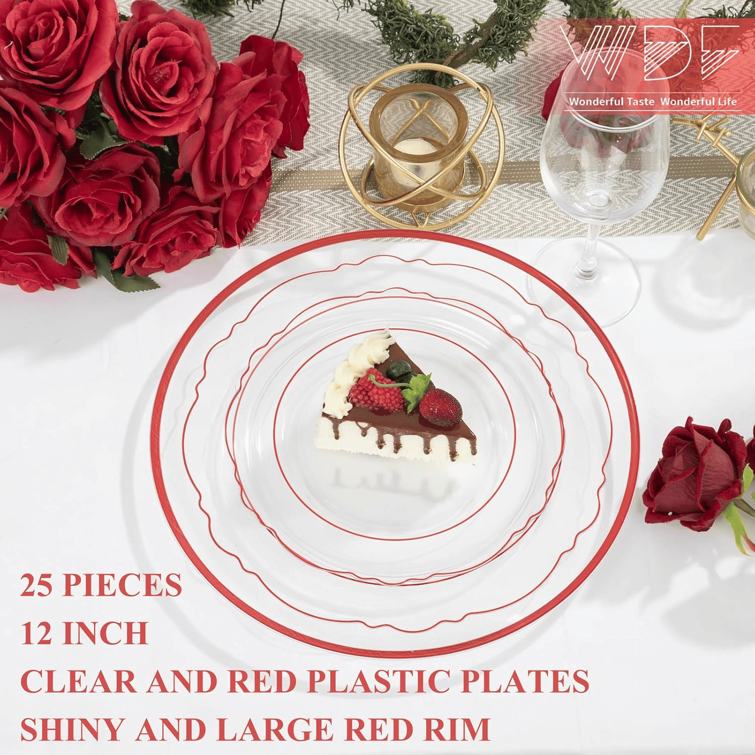 Clear And Red 12Inch Plastic Charger Plates — view 8