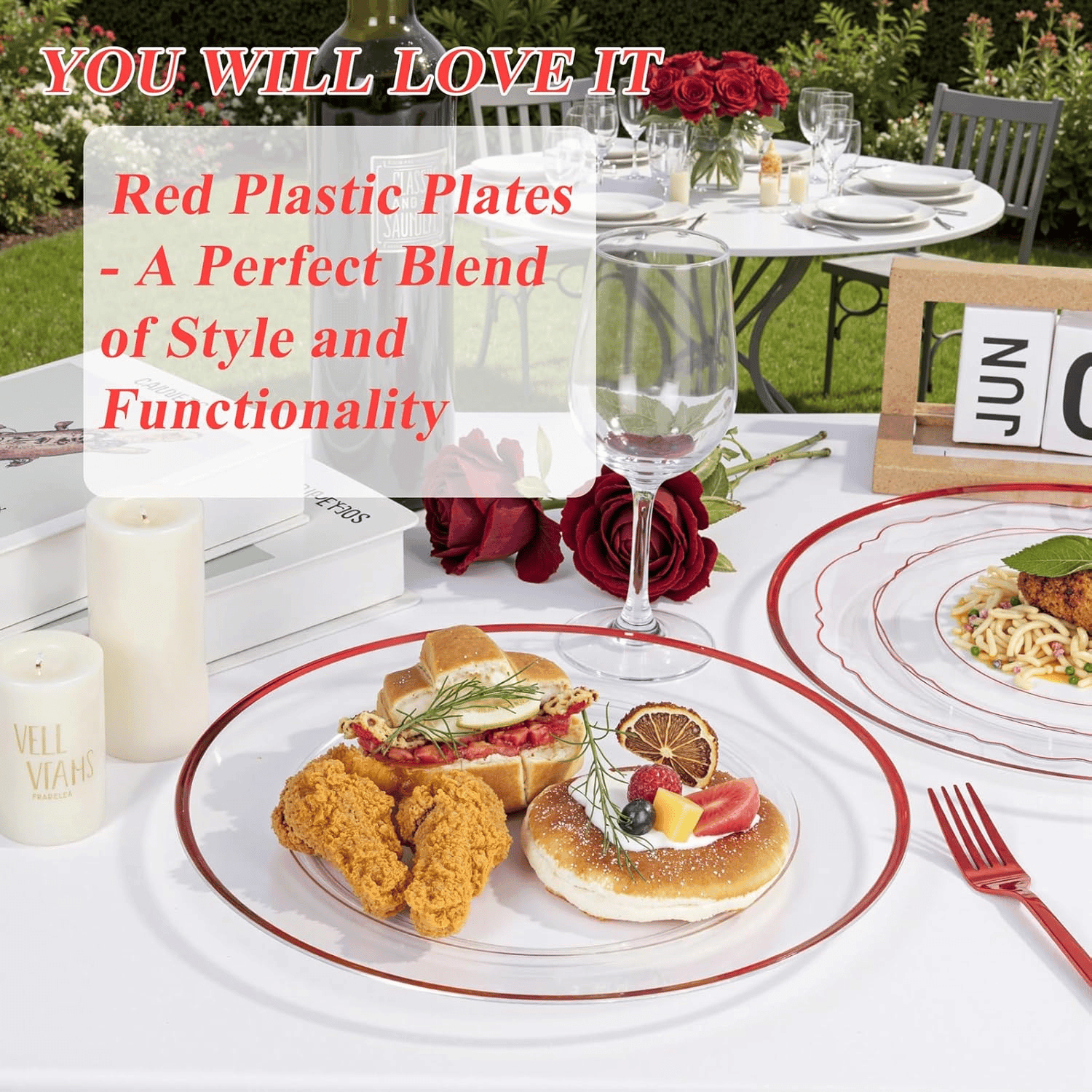Clear And Red 12Inch Plastic Charger Plates — view 9