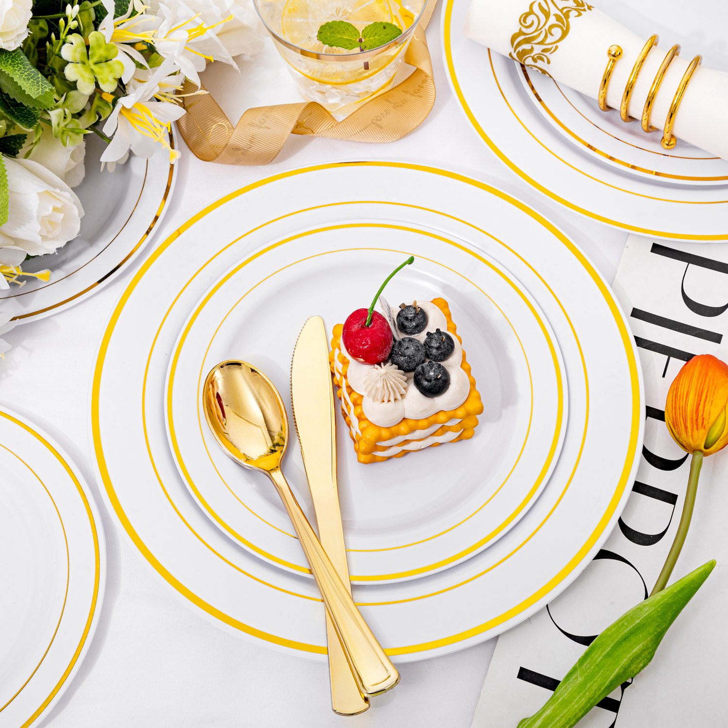 Gold All-Inclusive Party Dinnerware Set — view 3