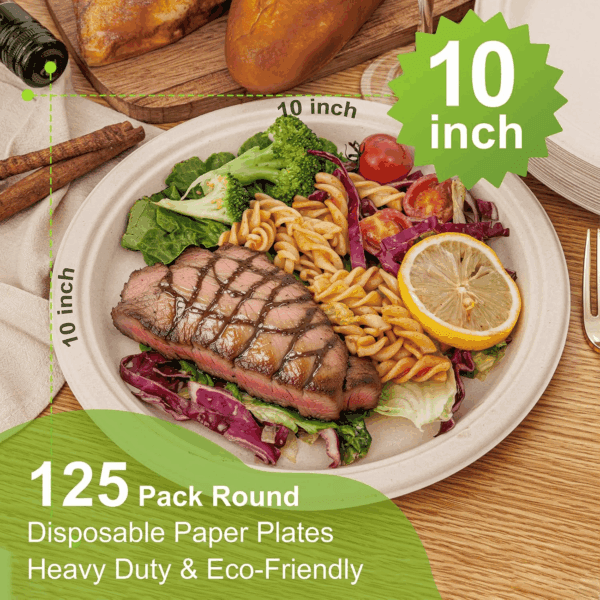 Natural 100% Compostable Paper Plates — view 3