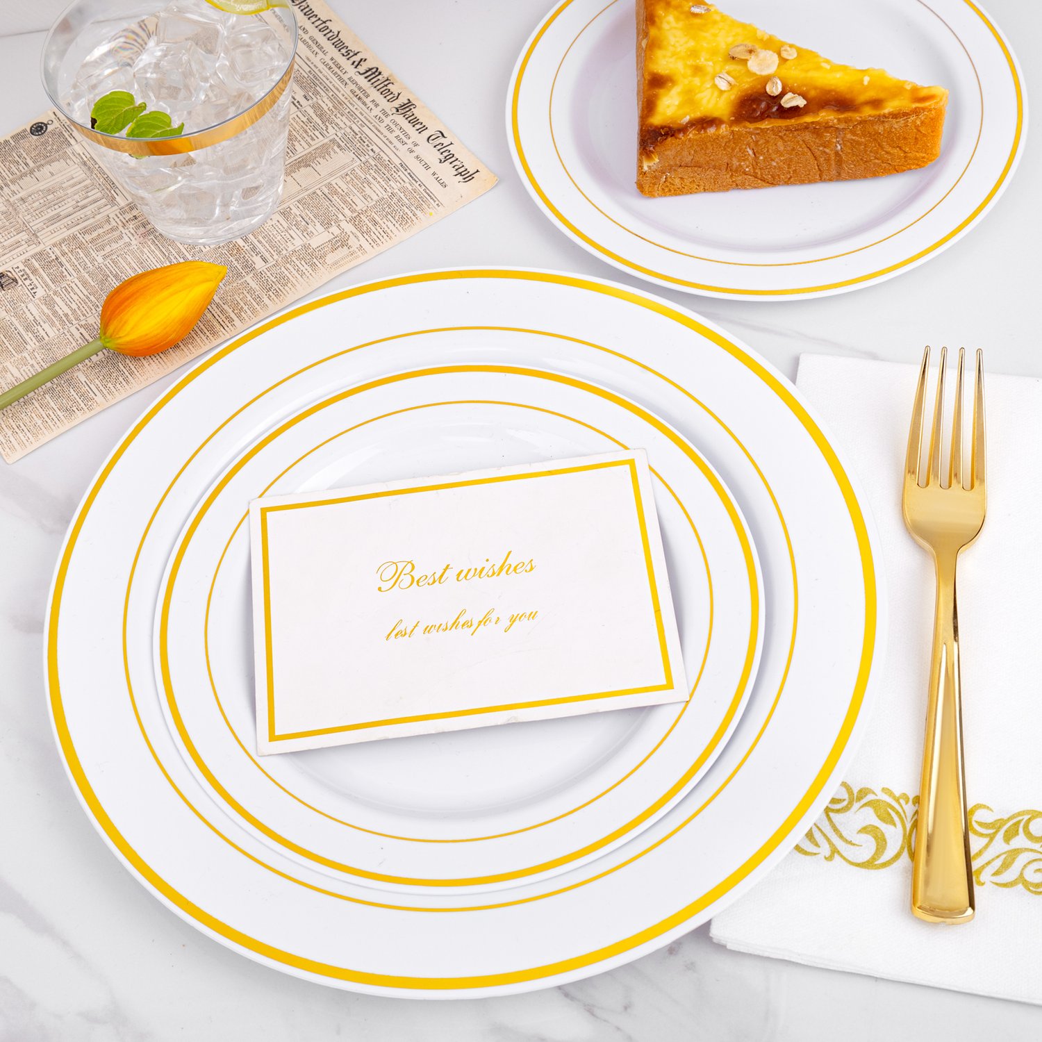 Gold All-Inclusive Party Dinnerware Set — view 6