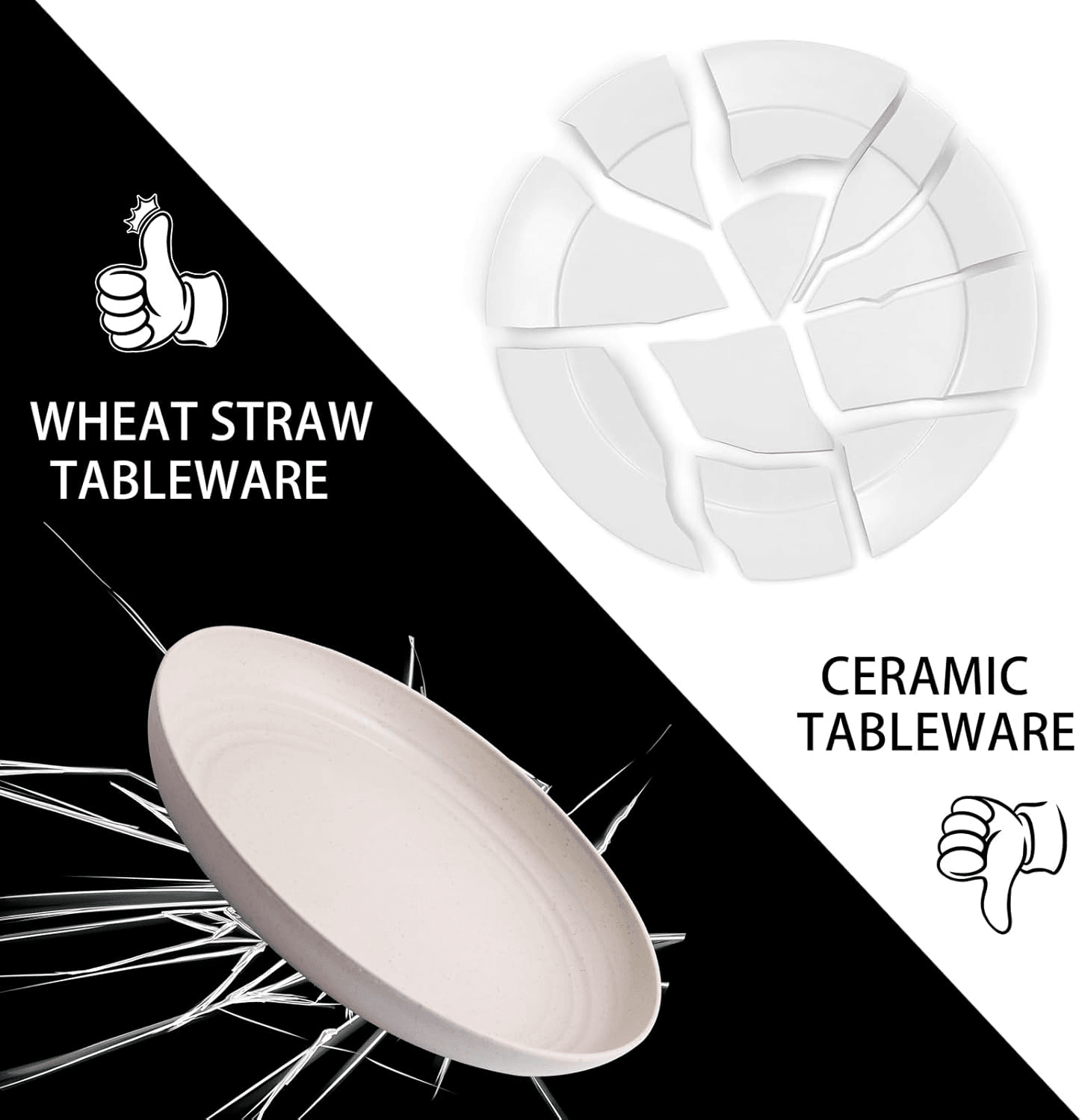 Beige Wheat Straw Plates,Deep Dinner Plastic Plates,Reusable Plates,10 inch Unbreakable Plates Set,Lightweight Microwave Dishwasher Safe,Plastic Plates for Picninc,Camping, RC366-1 — view 9