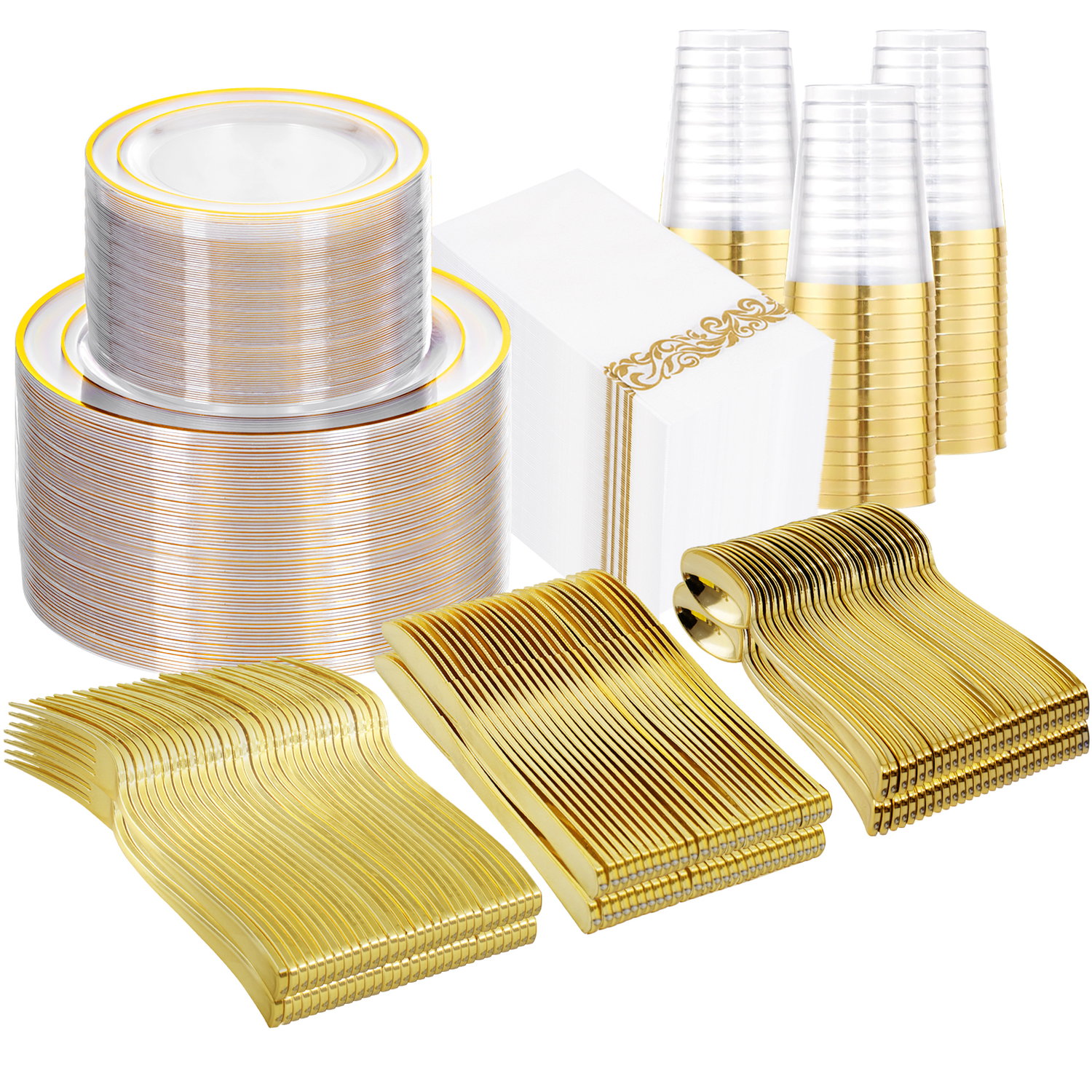 Clear Gold All-Inclusive Party Dinnerware Set — view 1