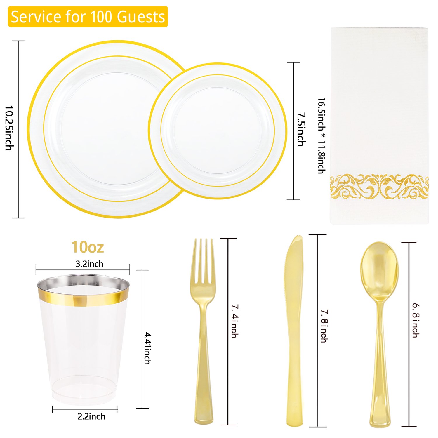 Clear Gold All-Inclusive Party Dinnerware Set — view 2