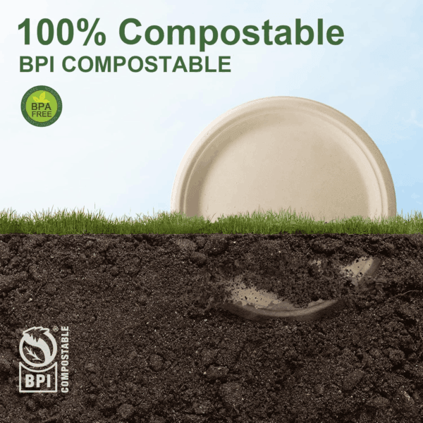 Natural 100% Compostable Paper Plates — view 4