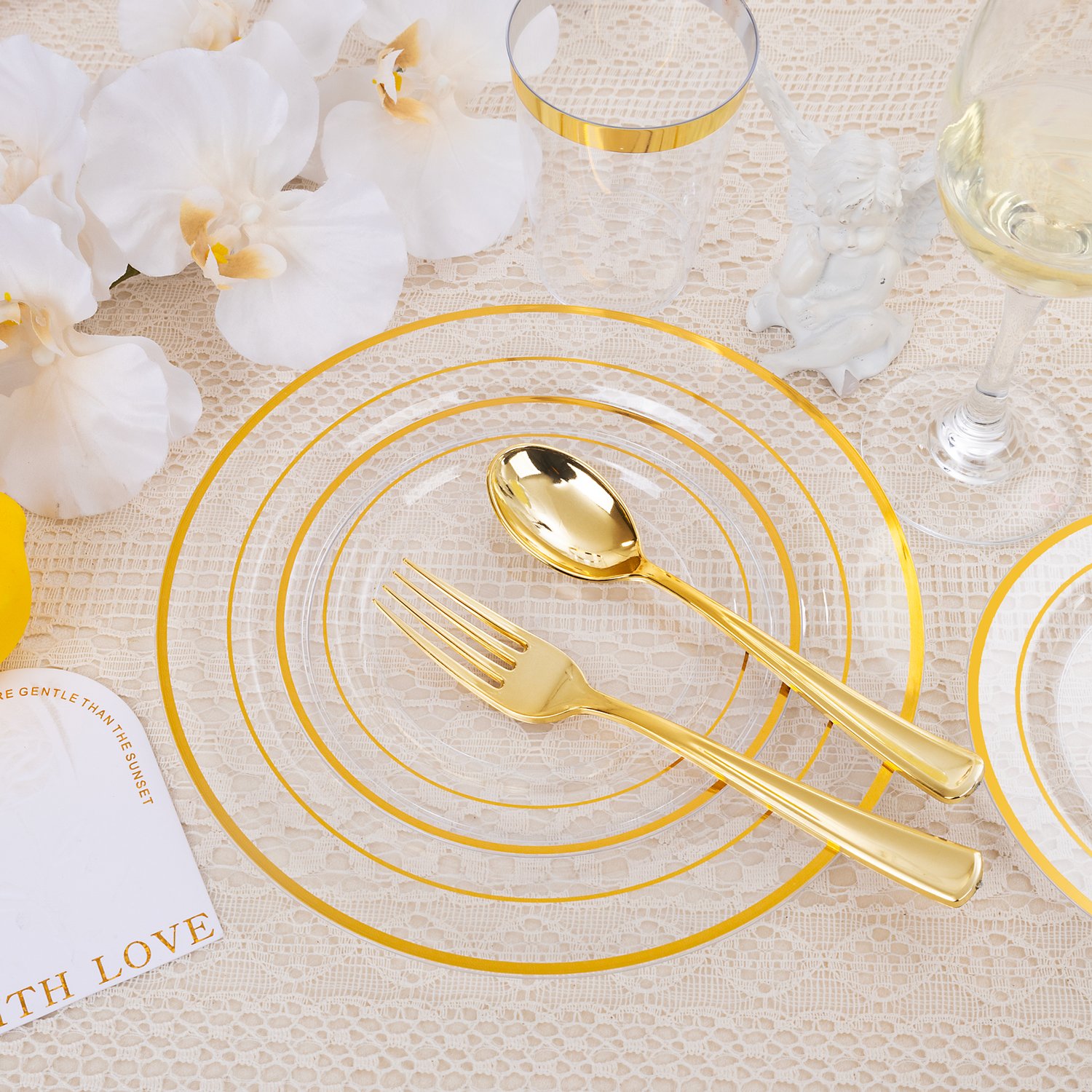 Clear Gold All-Inclusive Party Dinnerware Set — view 4