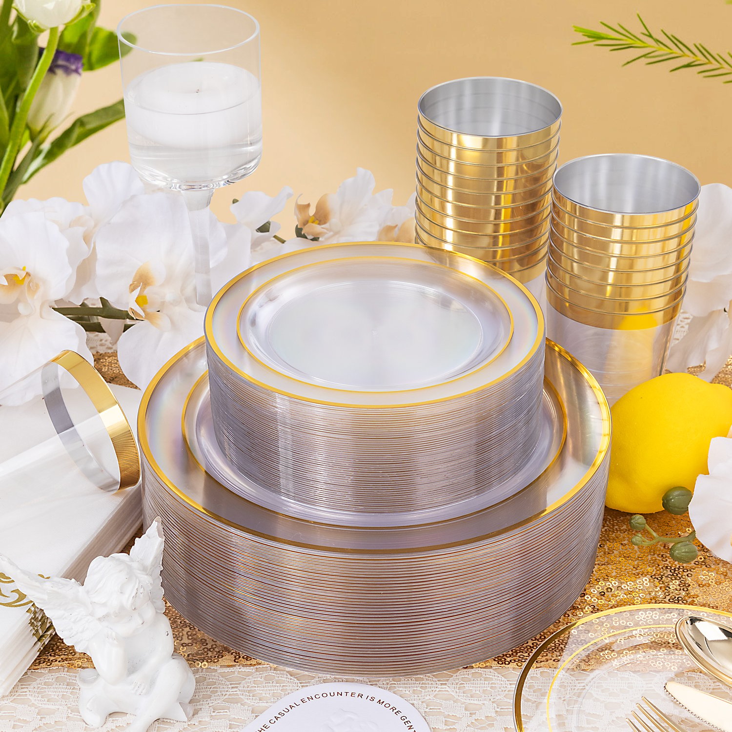 Clear Gold All-Inclusive Party Dinnerware Set — view 5