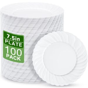 White Scalloped Plastic Plates Disposable — view 2