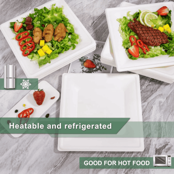 Square Biodegradable Bagasse Plates — view 4