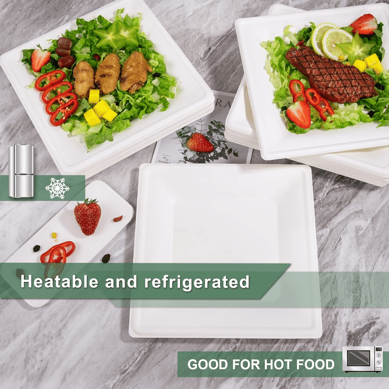 Square Biodegradable Bagasse Plates — view 4