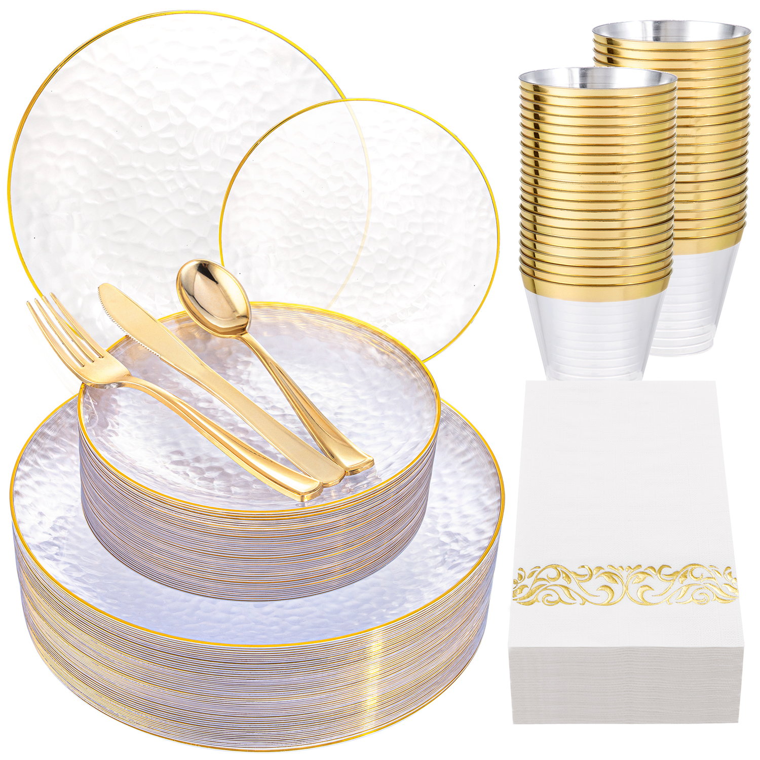 Clear And Gold Party Dinnerware Set — view 2