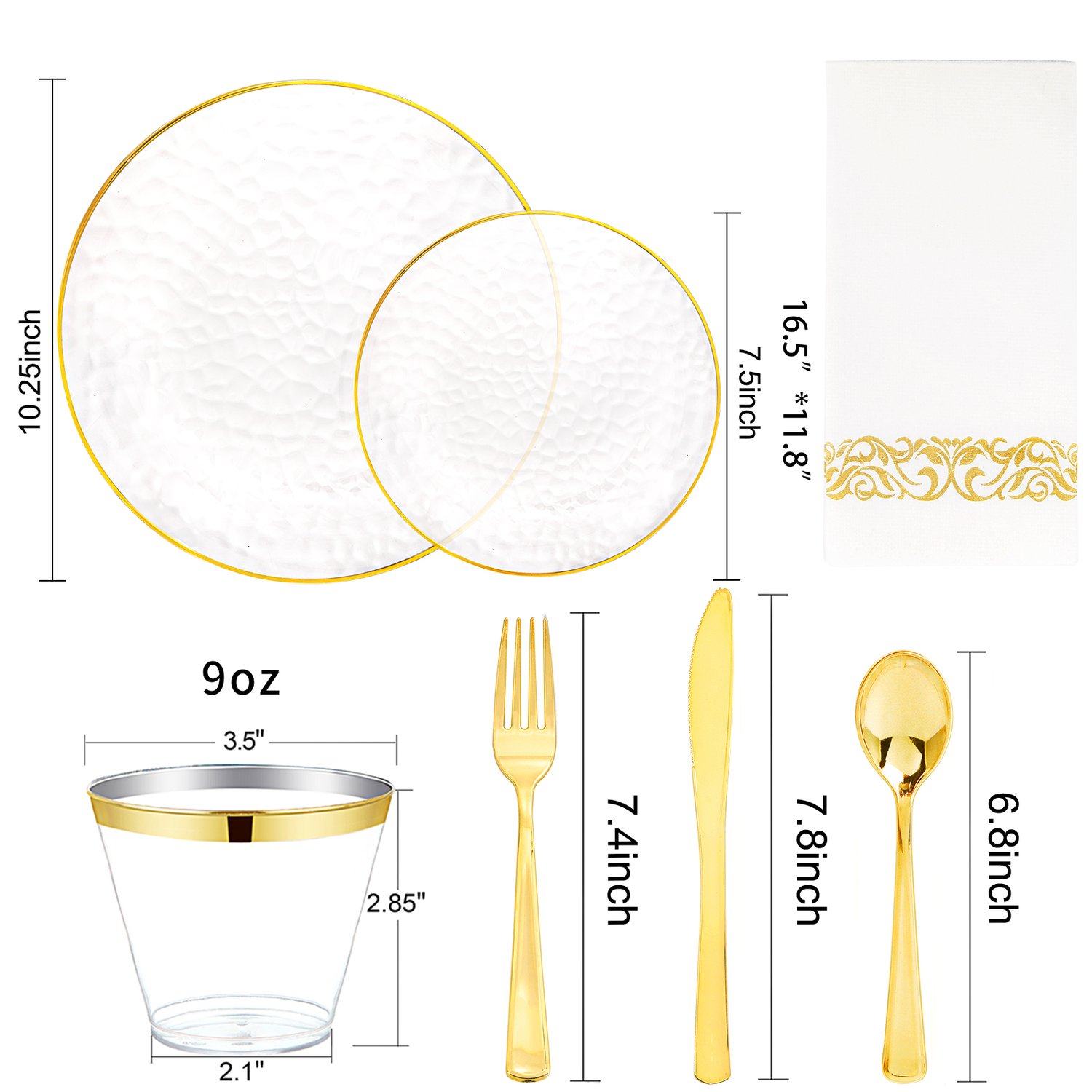 Clear And Gold Party Dinnerware Set — view 3