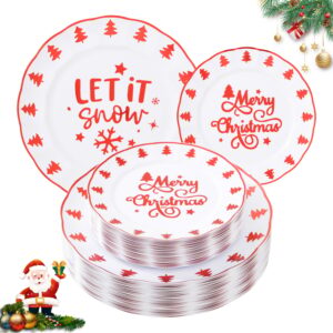 Red Plastic Christmas Plates (60 Pieces) — view 1