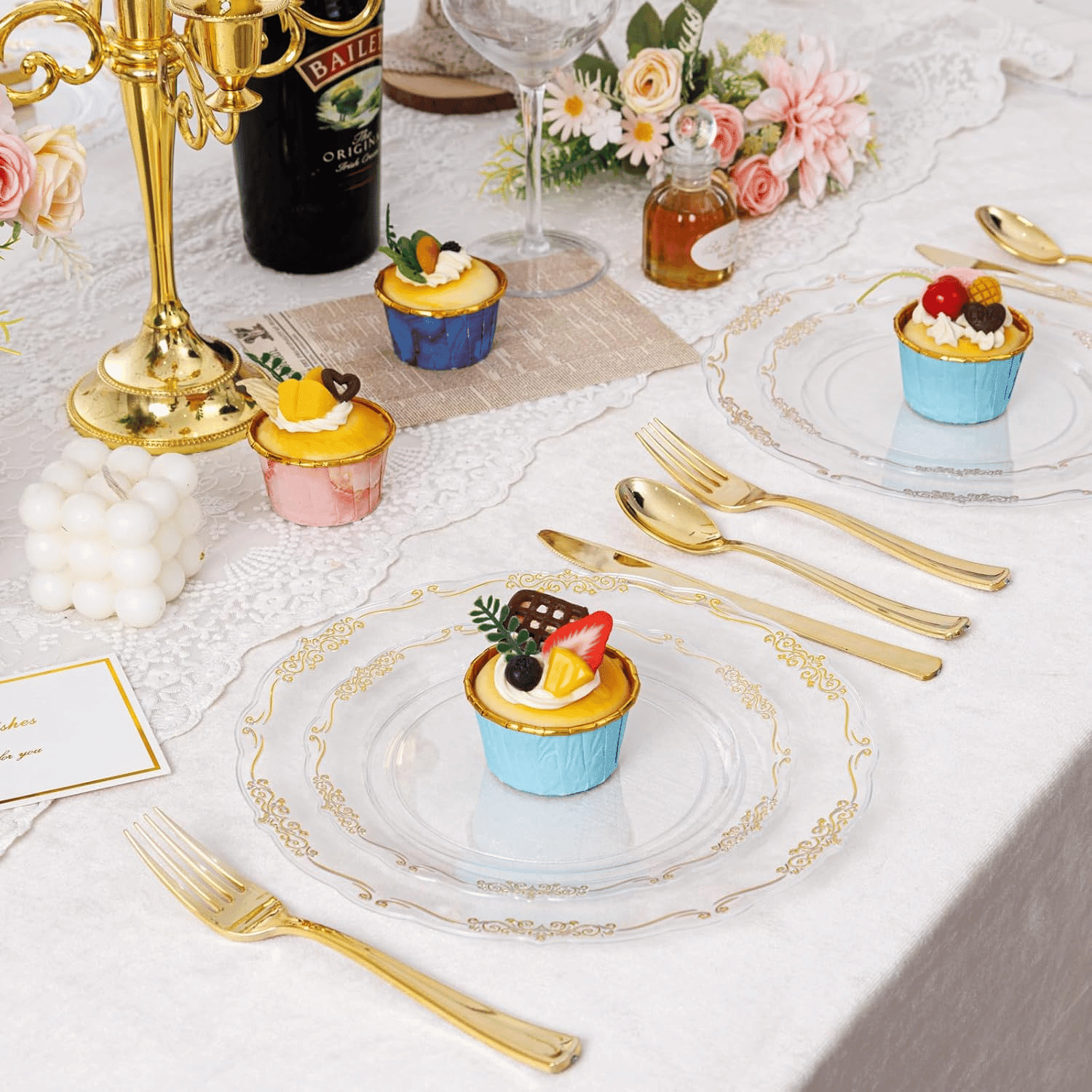 Clear Gold U-QE Disposable Plates — view 8