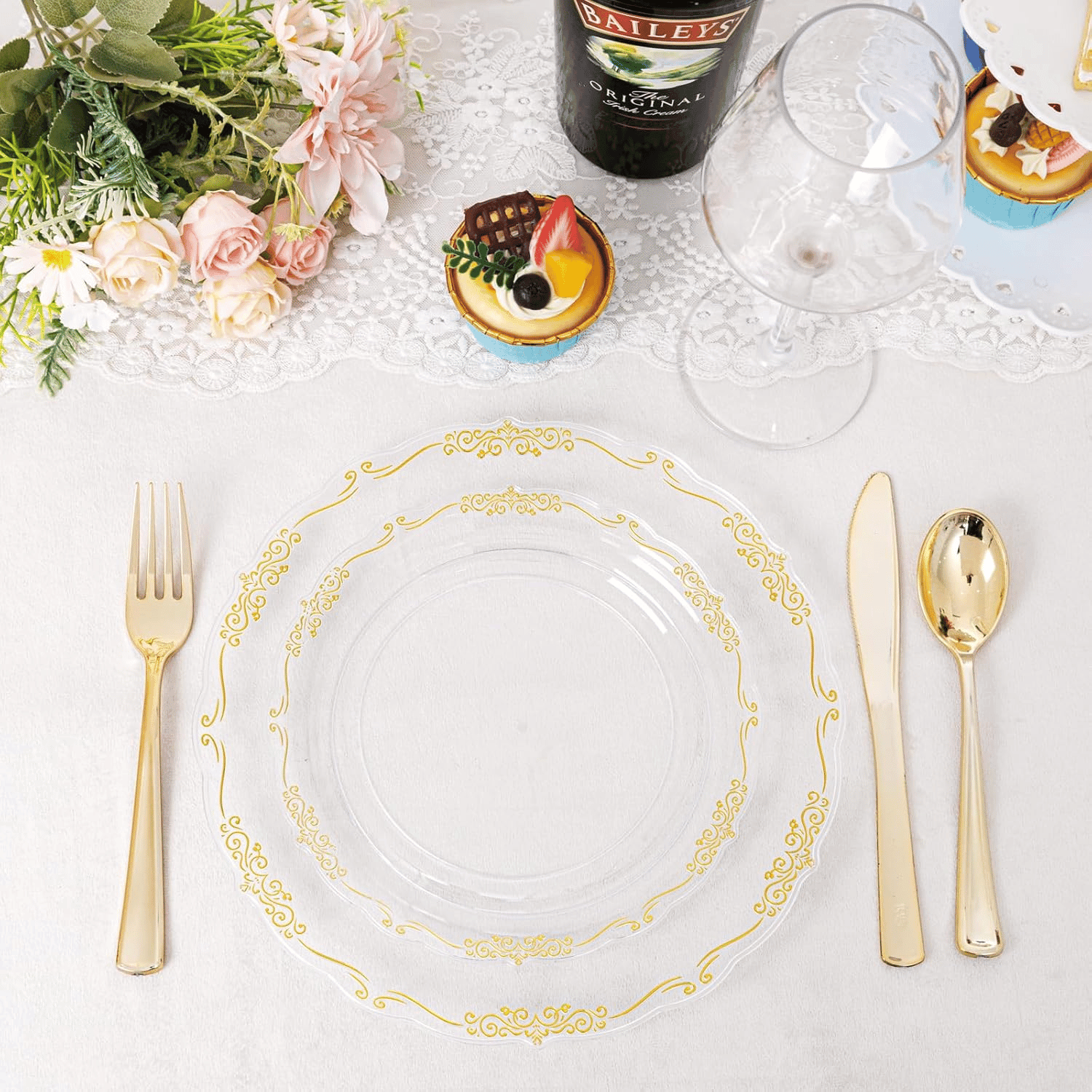 Clear Gold U-QE Disposable Plates — view 9