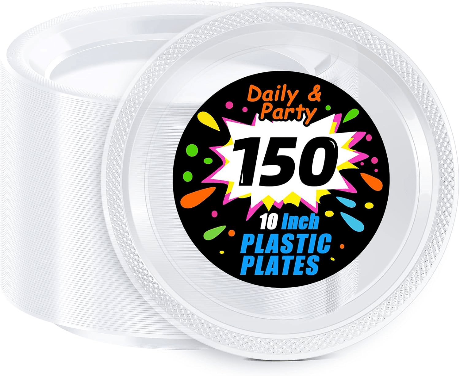 Clear 10inch Disposable Dinner Plates for Party (150 Pieces) — view 1