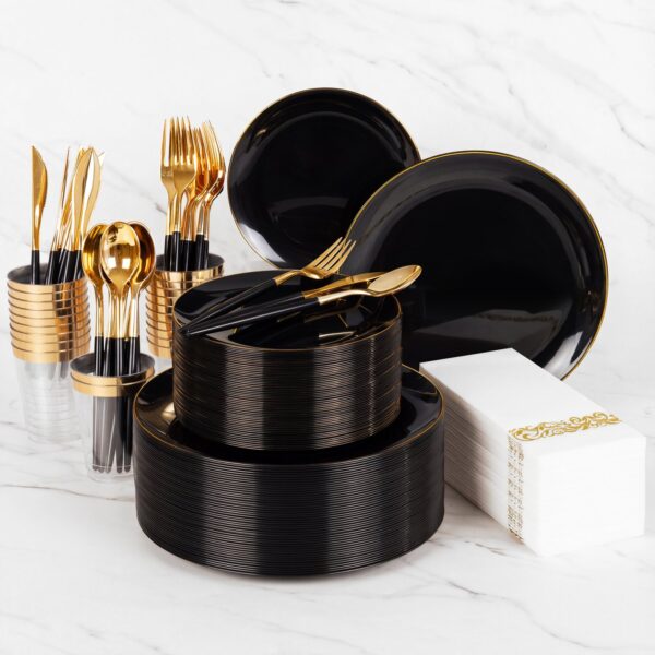 Black & Gold Dinnerware & Serveware Set — view 3