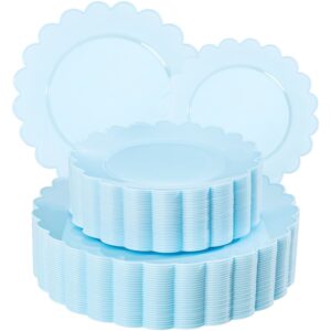 Blue Scalloped Plastic Plates (Dinner & Dessert) — view 1
