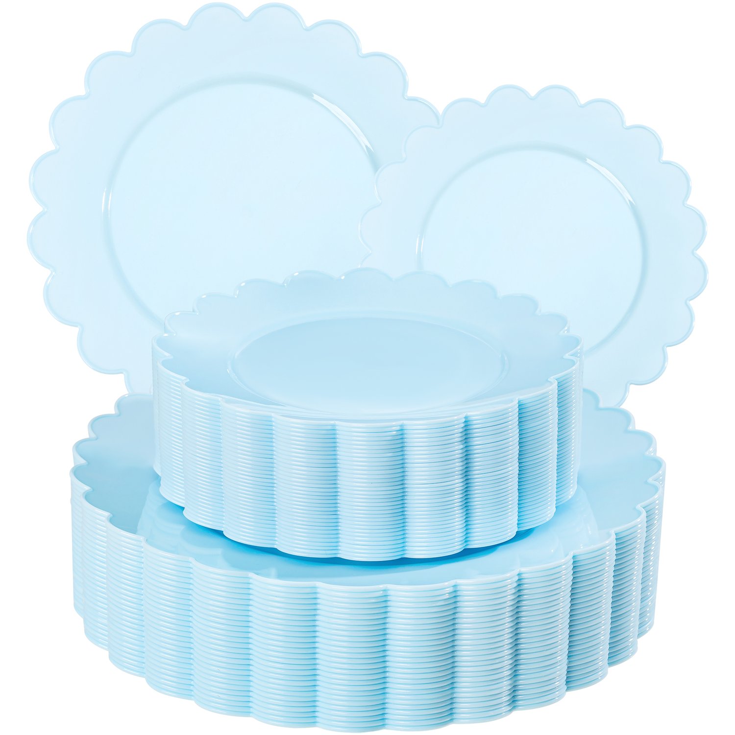 Blue Scalloped Plastic Plates (Dinner & Dessert) — view 1