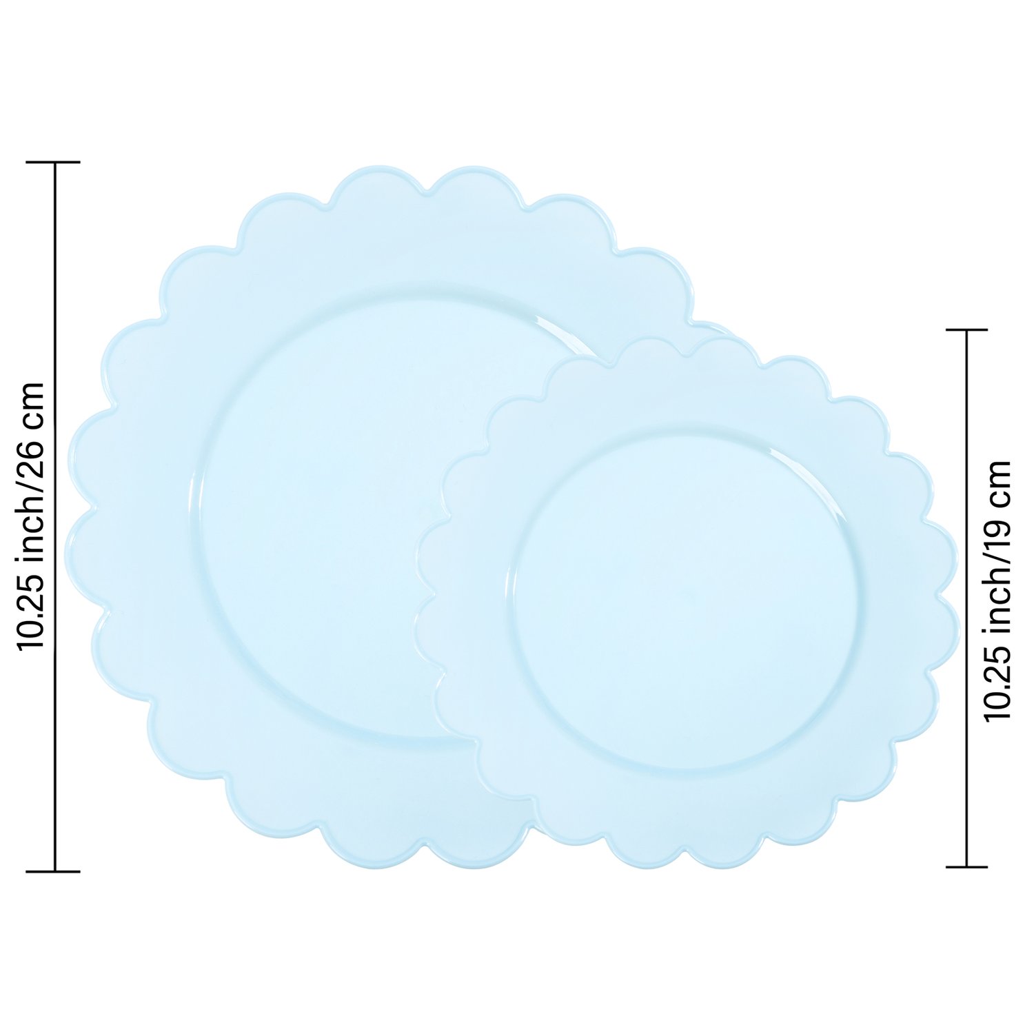 Blue Scalloped Plastic Plates (Dinner & Dessert) — view 2