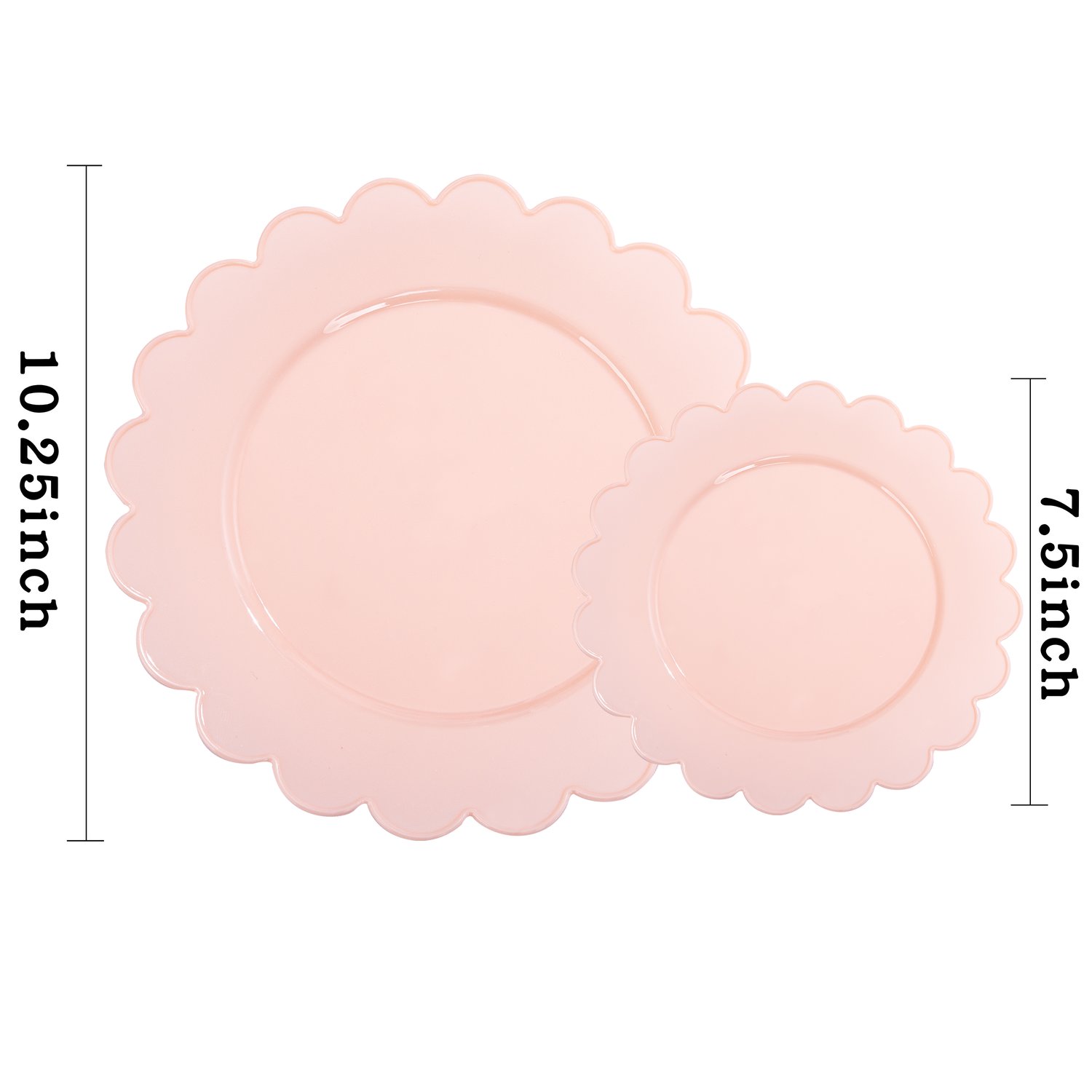 Pink Scalloped Plastic Plates (Dinner & Dessert) — view 2