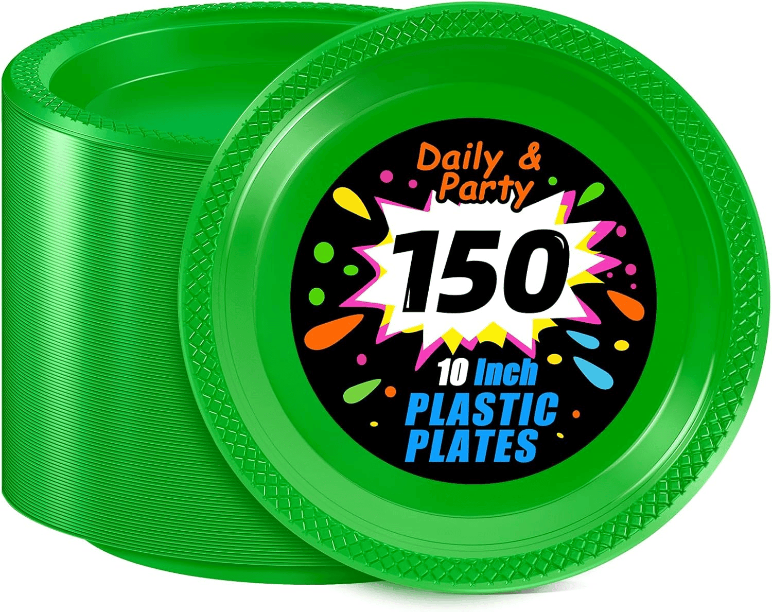 Green 10inch Disposable Dinner Plates for Party (150 Pieces) — view 1