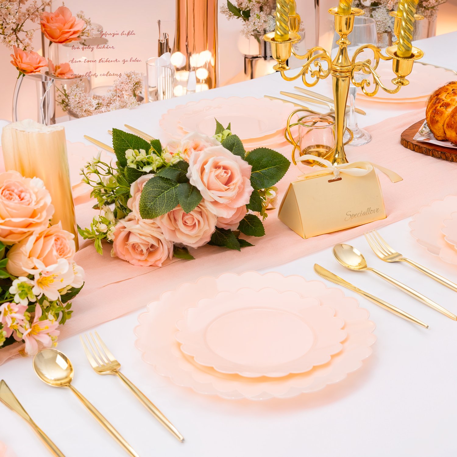 Pink Scalloped Plastic Plates (Dinner & Dessert) — view 5