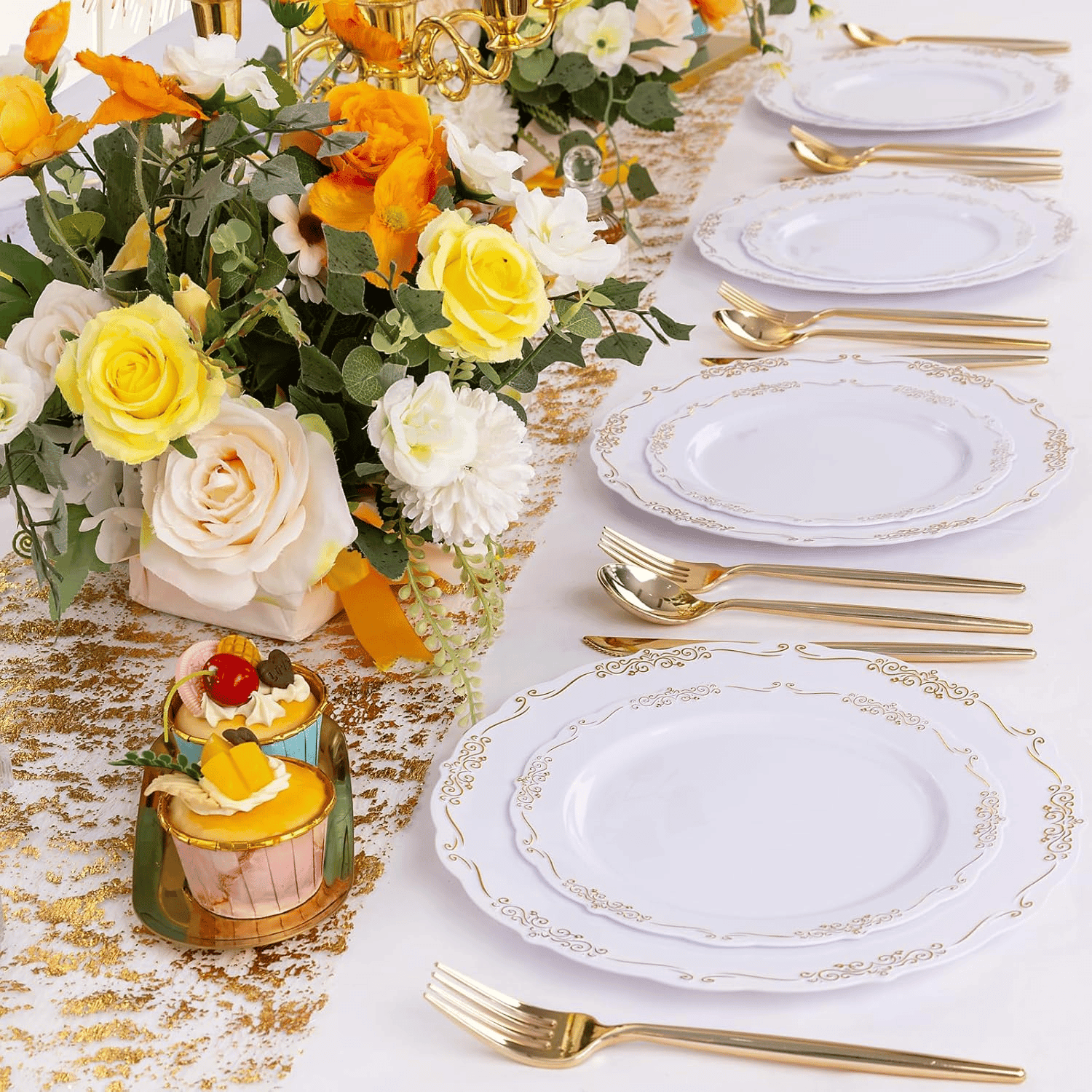 White Gold U-QE Disposable Plates — view 8