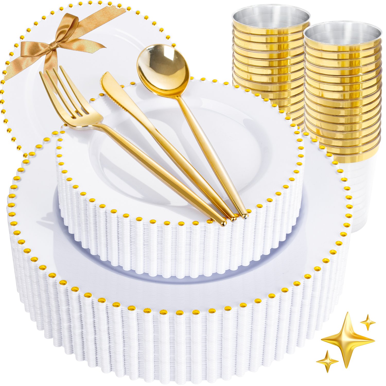 White Gold Elegant Dinnerware Set — view 1