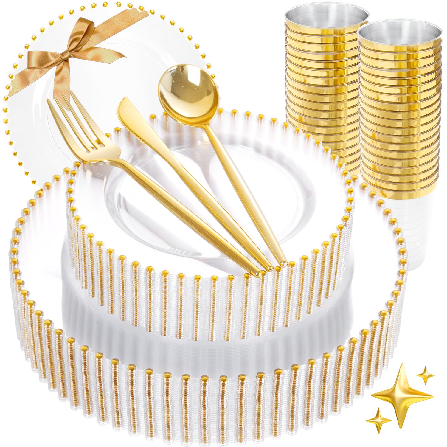 Clear Gold Elegant Dinnerware Set — view 1