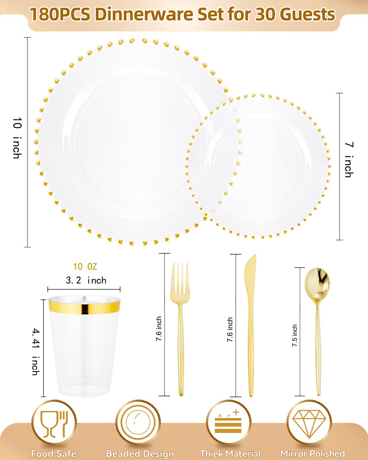 Clear Gold Elegant Dinnerware Set — view 2