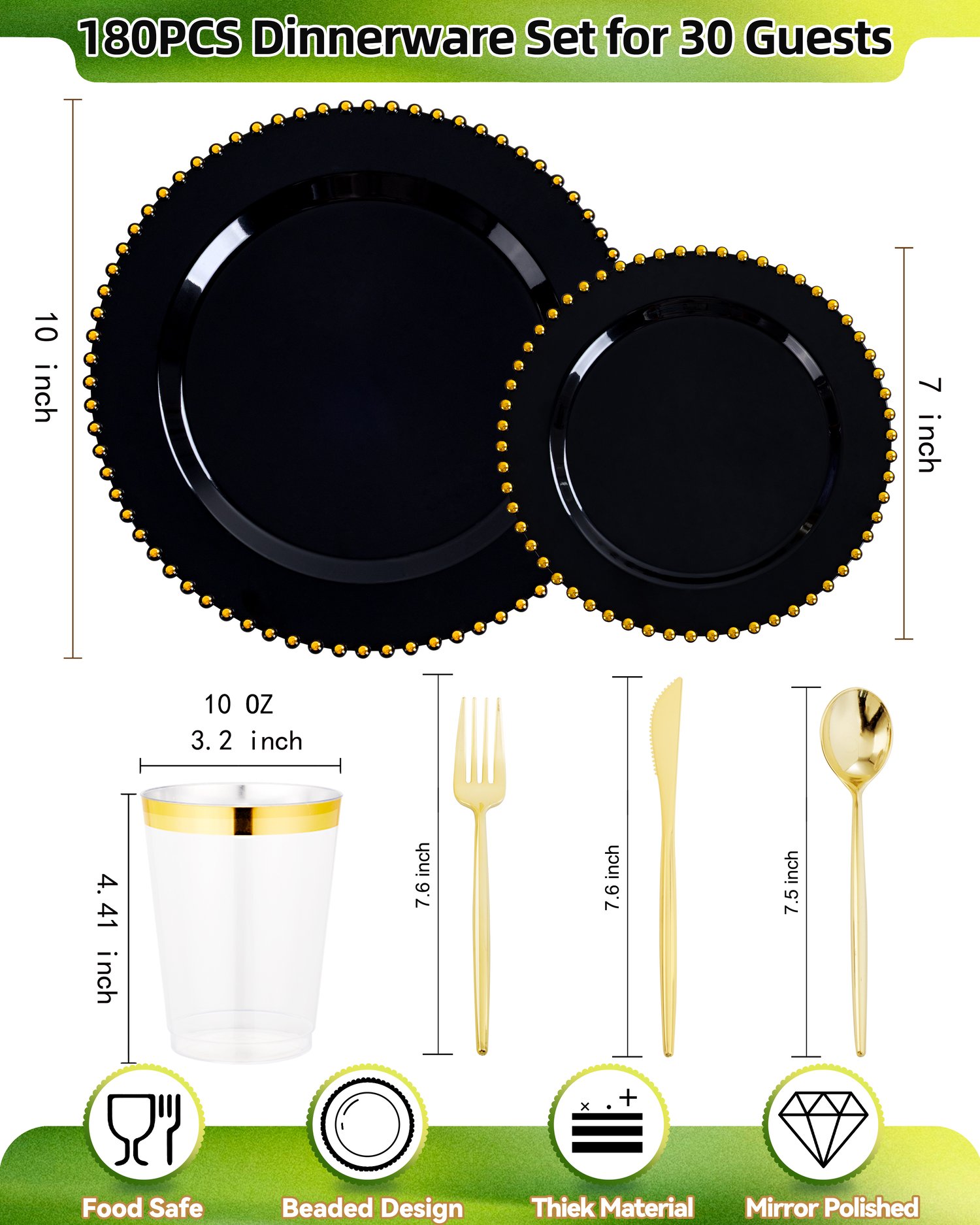Black And Gold Elegant Dinnerware Set — view 2