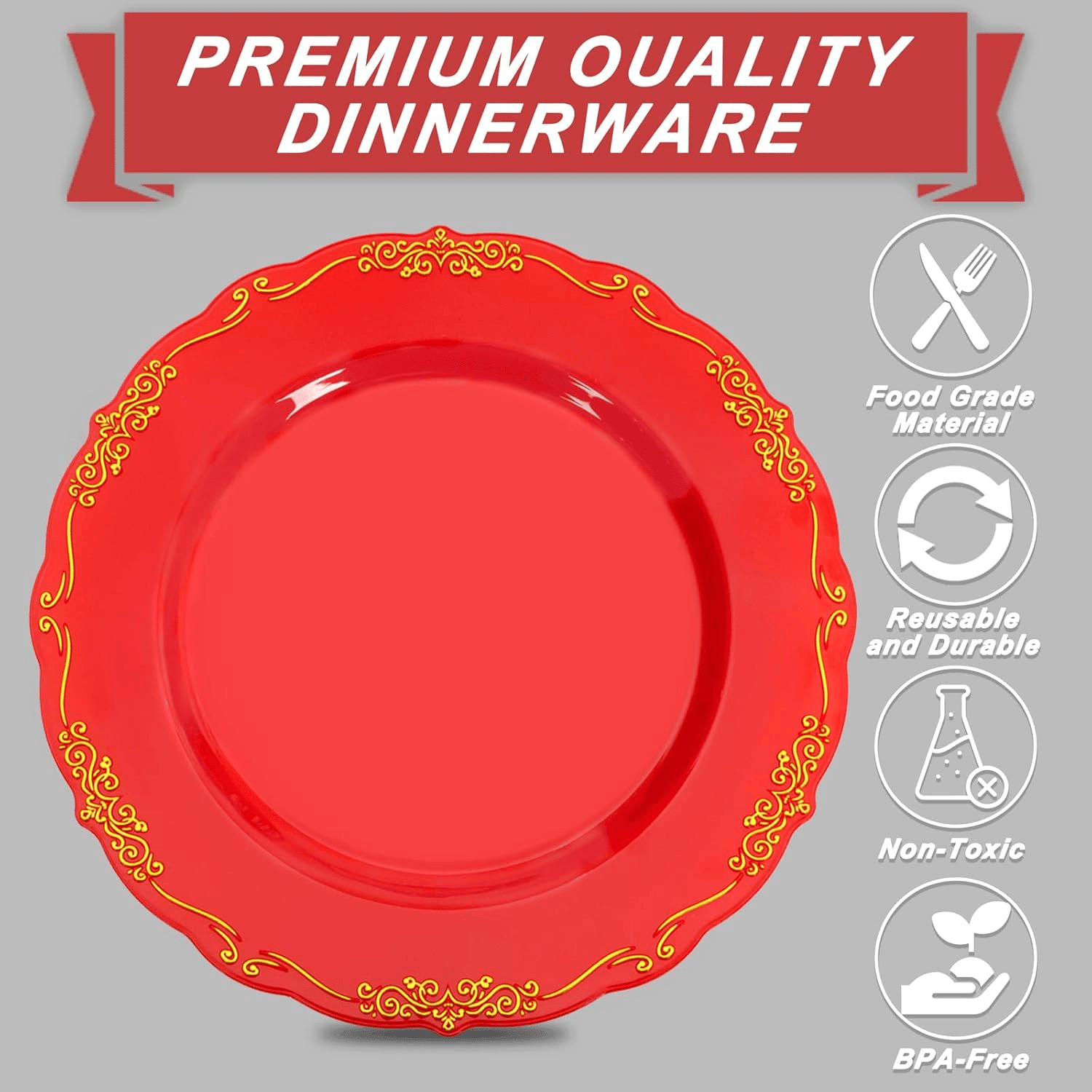 Red Gold U-QE Disposable Plates — view 9