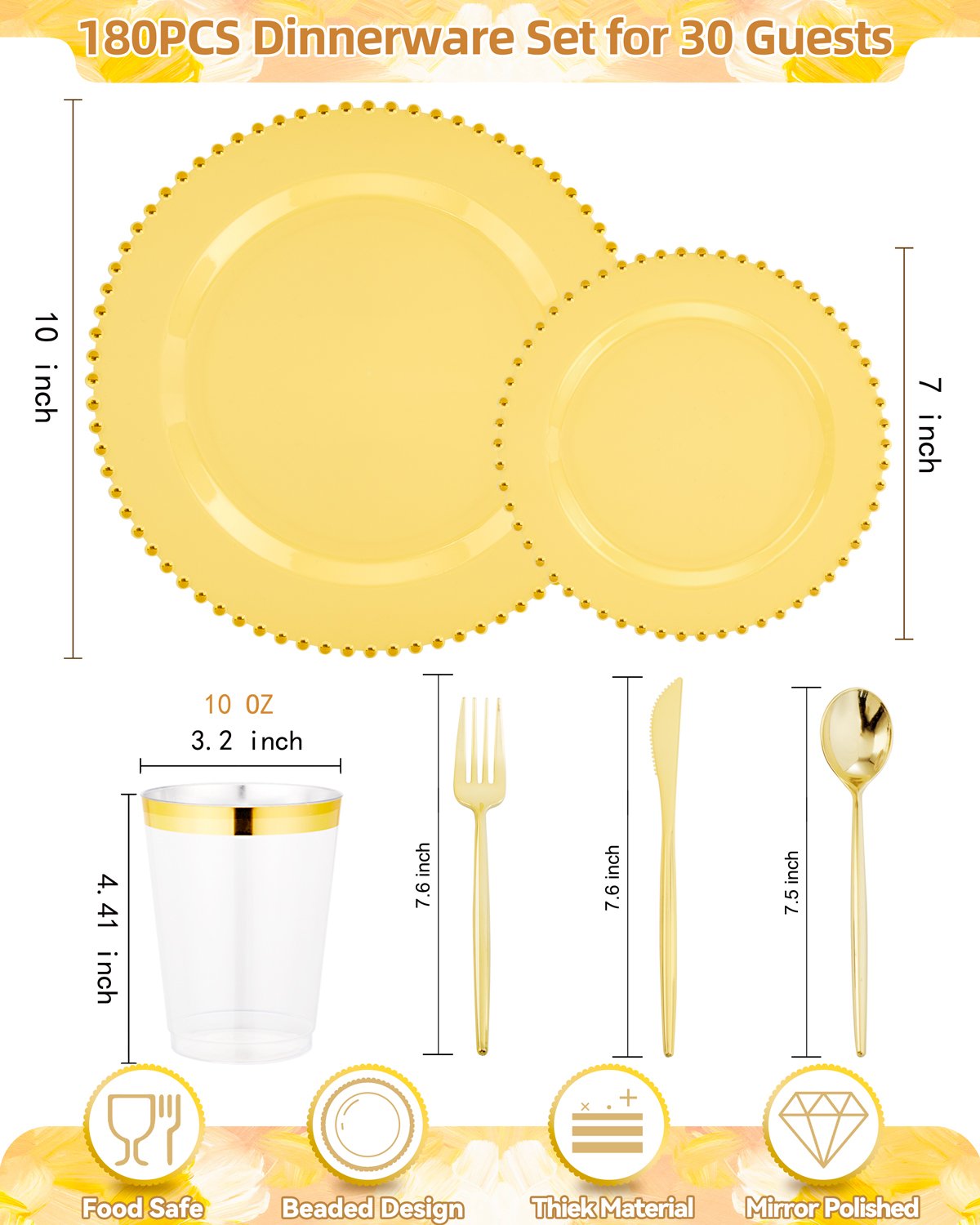 Yellow Gold Elegant Dinnerware Set — view 2