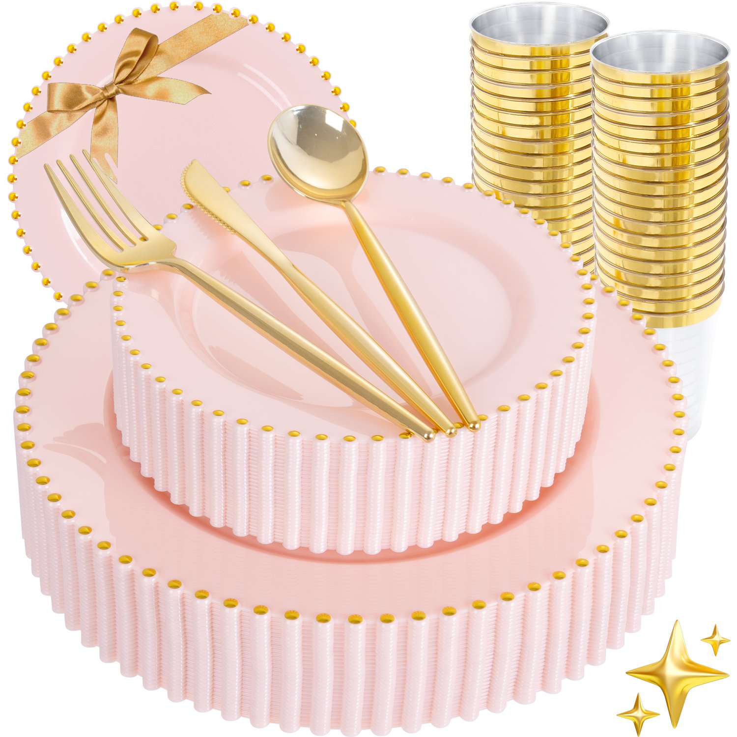 Pink Gold Elegant Dinnerware Set — view 1