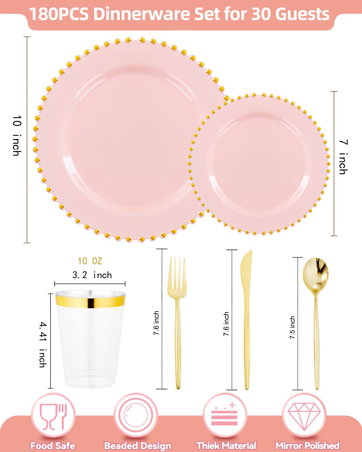 Pink Gold Elegant Dinnerware Set — view 2
