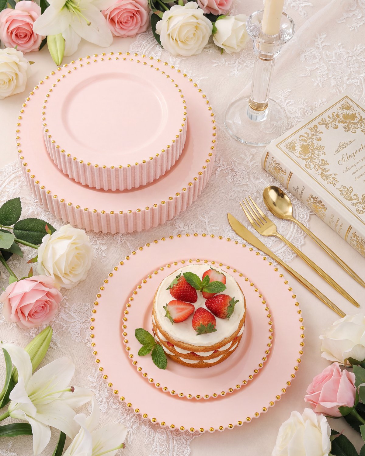 Pink Gold Elegant Dinnerware Set — view 4
