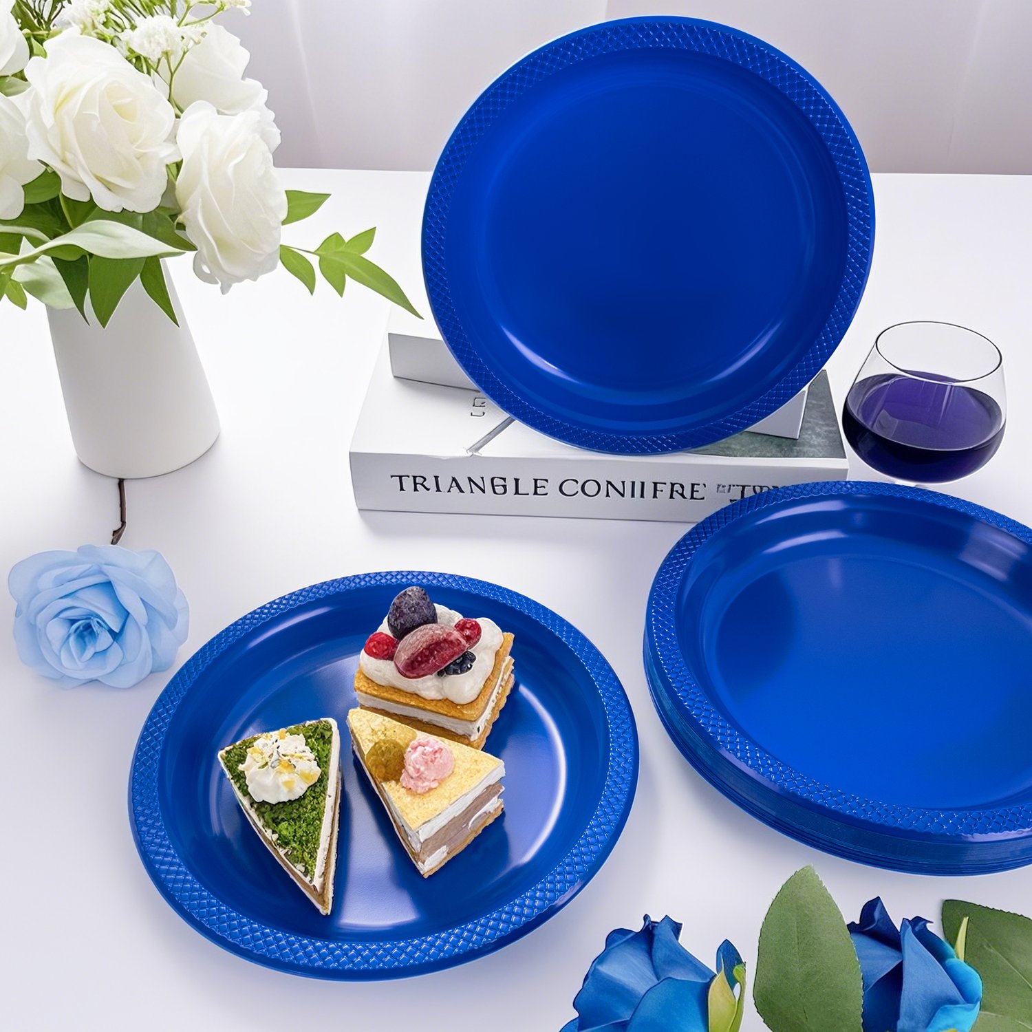 Royal Blue 10inch Disposable Dinner Plates for Party (150 Pieces) — view 5