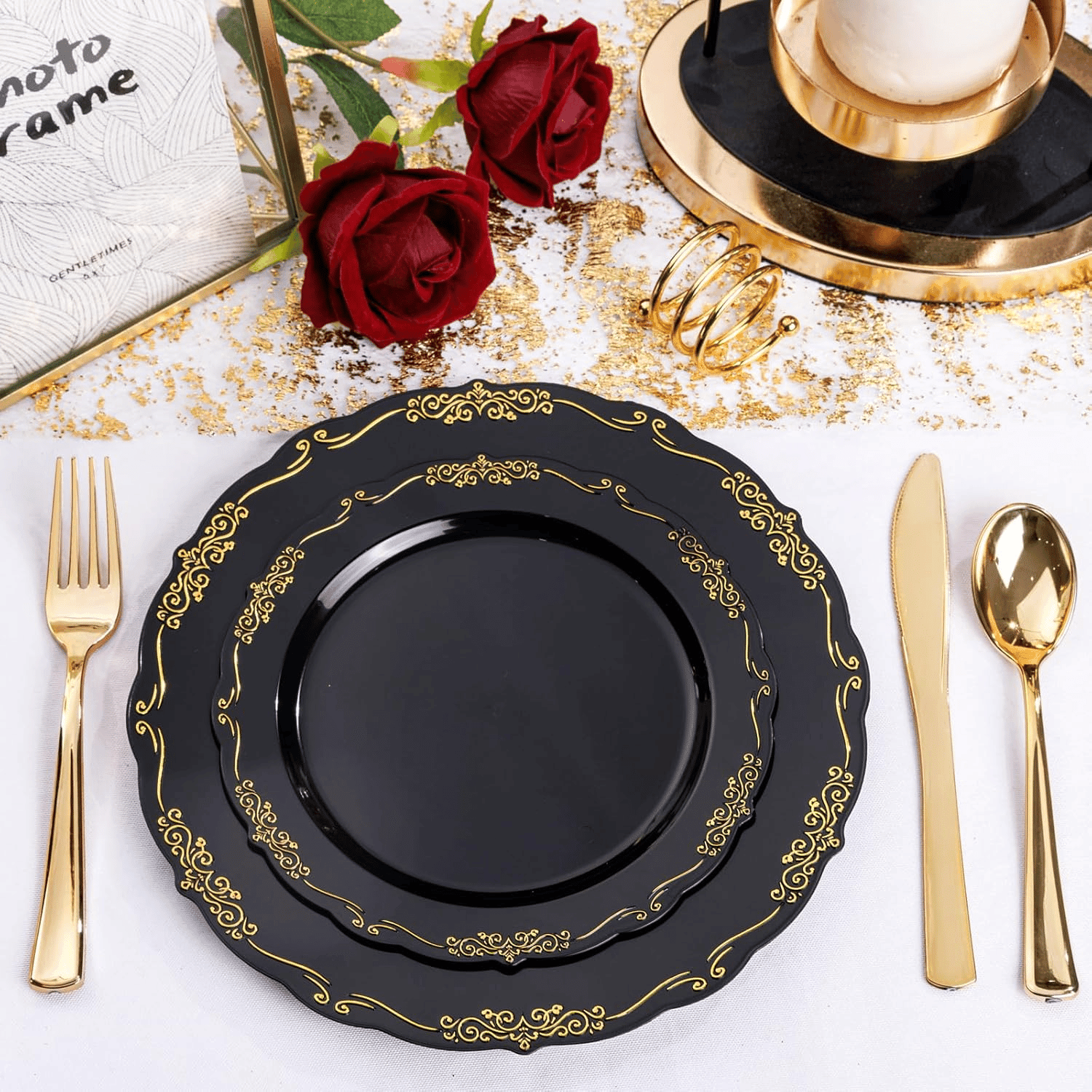 Black & Gold U-QE Disposable Plates — view 8