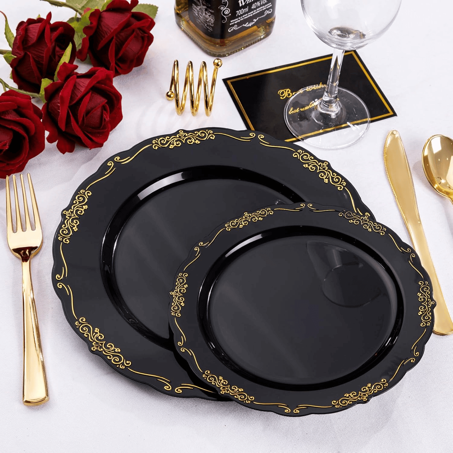 Black & Gold U-QE Disposable Plates — view 9
