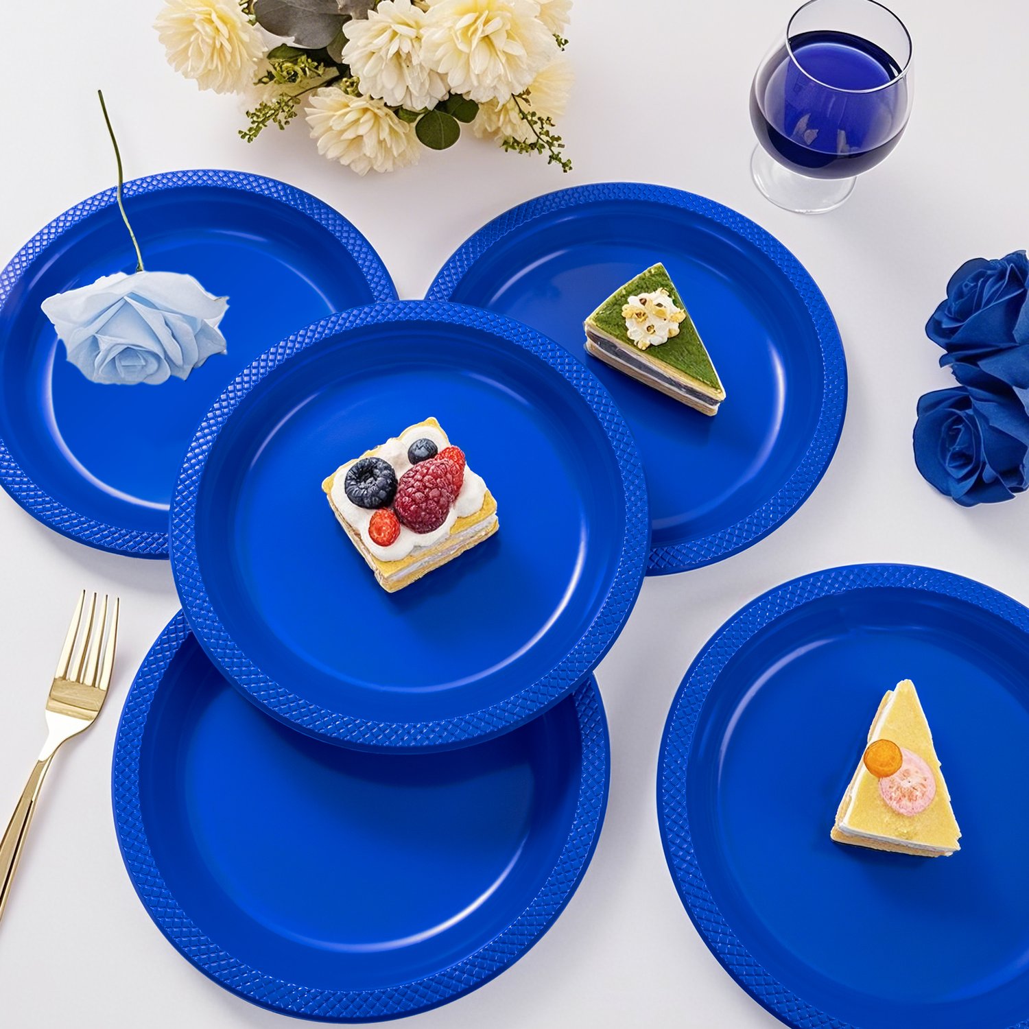Royal Blue 10inch Disposable Dinner Plates for Party (150 Pieces) — view 6