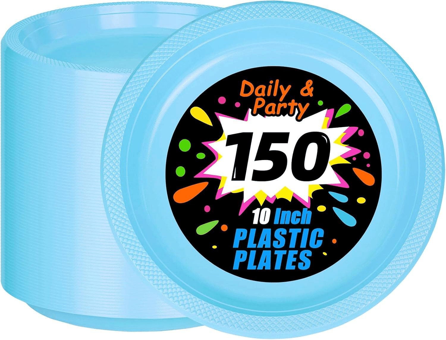 Light Blue 10inch Disposable Dinner Plates for Party (150 Pieces) — view 1