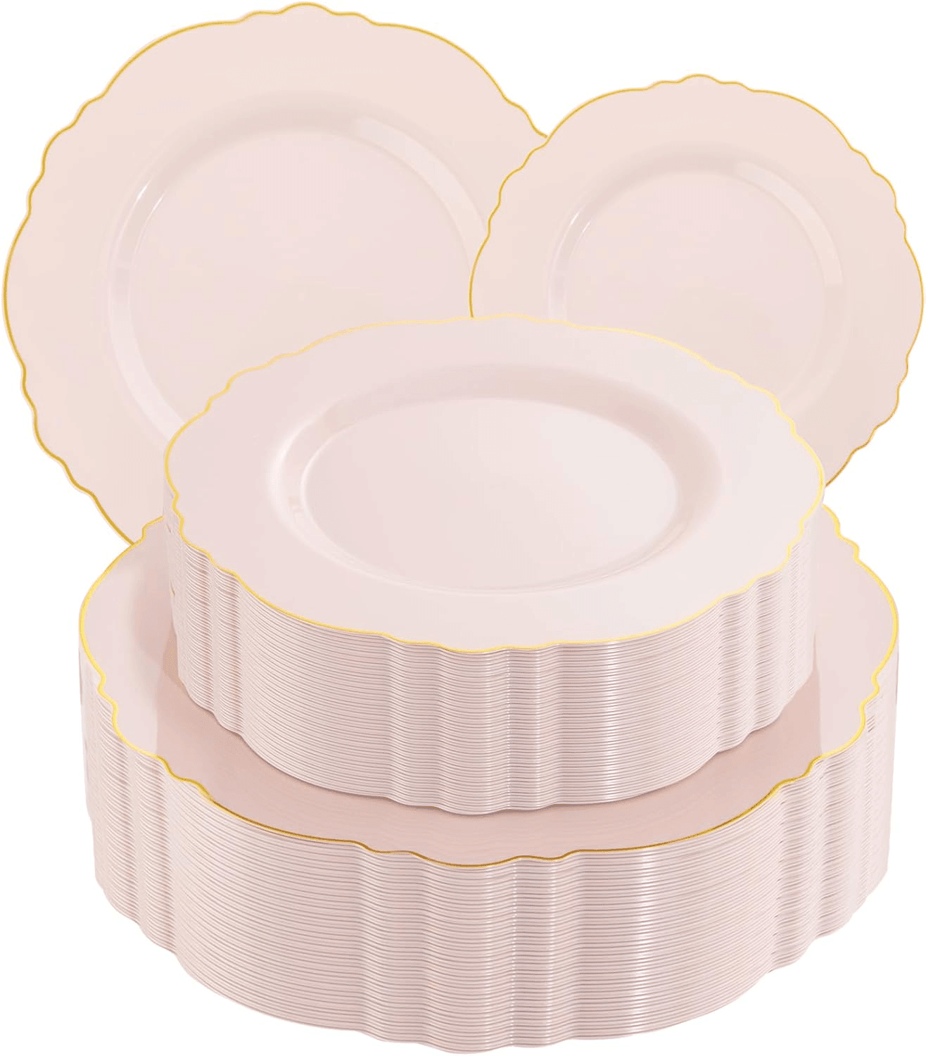Pink And Gold Baroque Plastic Plates (100 Pieces) — view 8