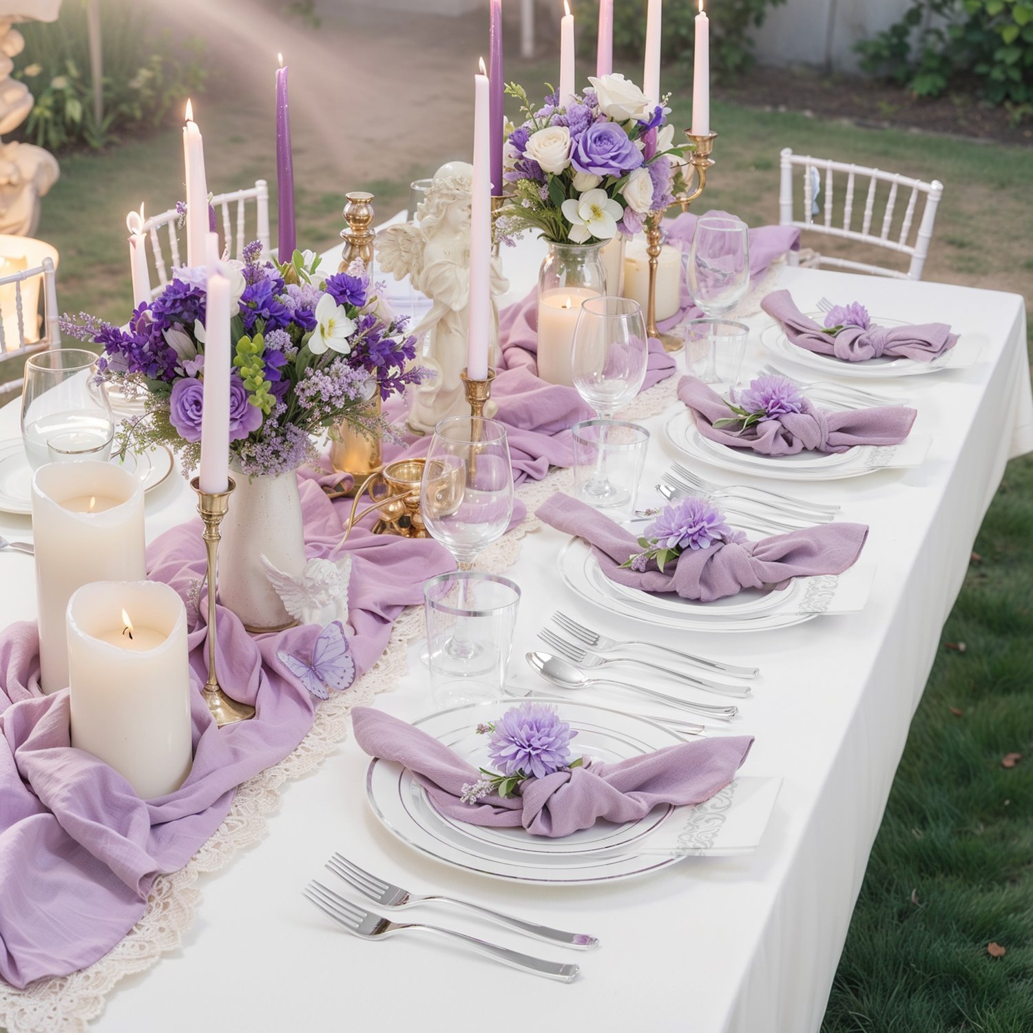 White And Silver, Silver, White Silver Plastic Dinnerware Set for Party — view 3