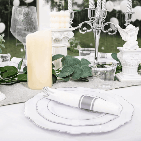 Silver Baroque Plastic Plates — view 10