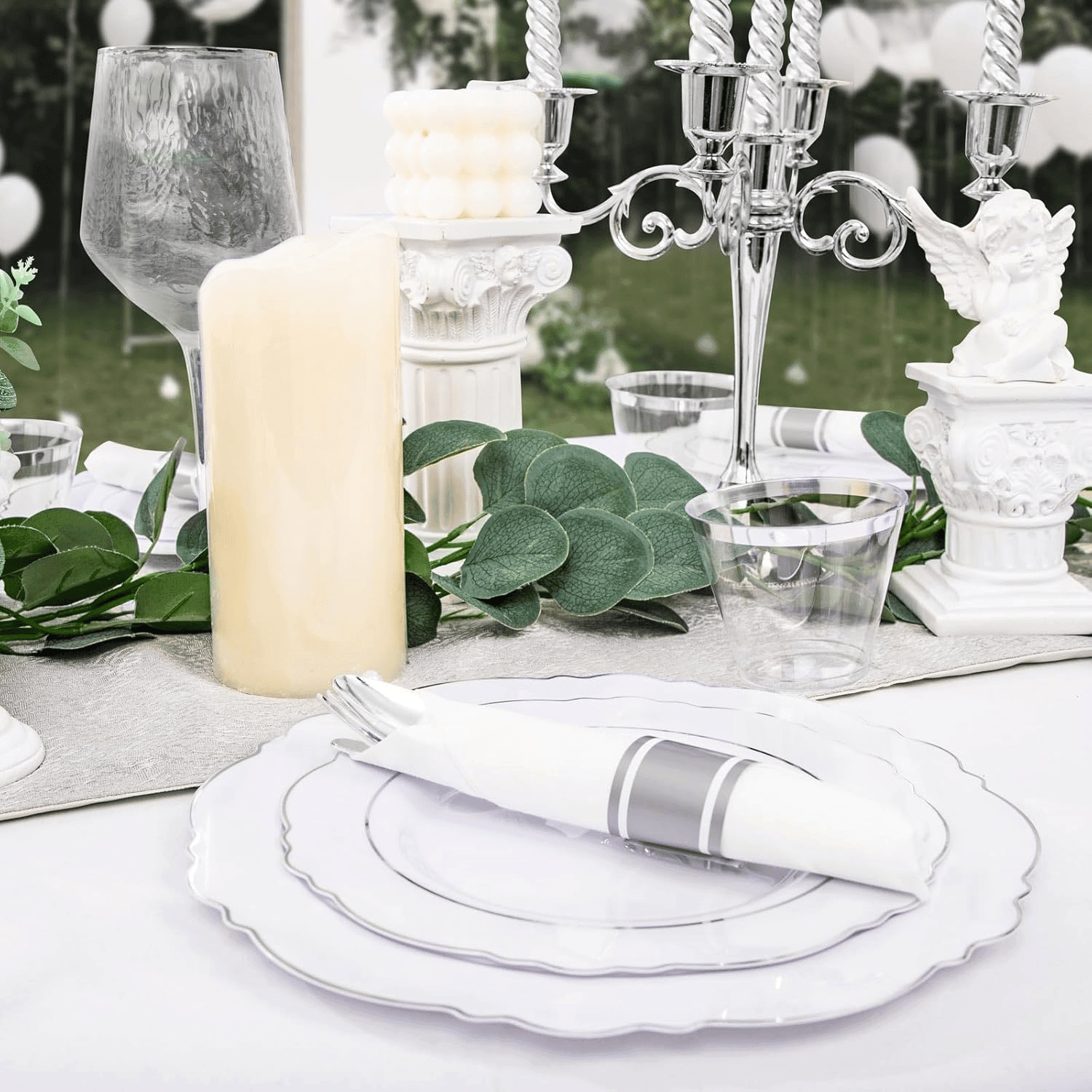 Silver Baroque Plastic Plates — view 10