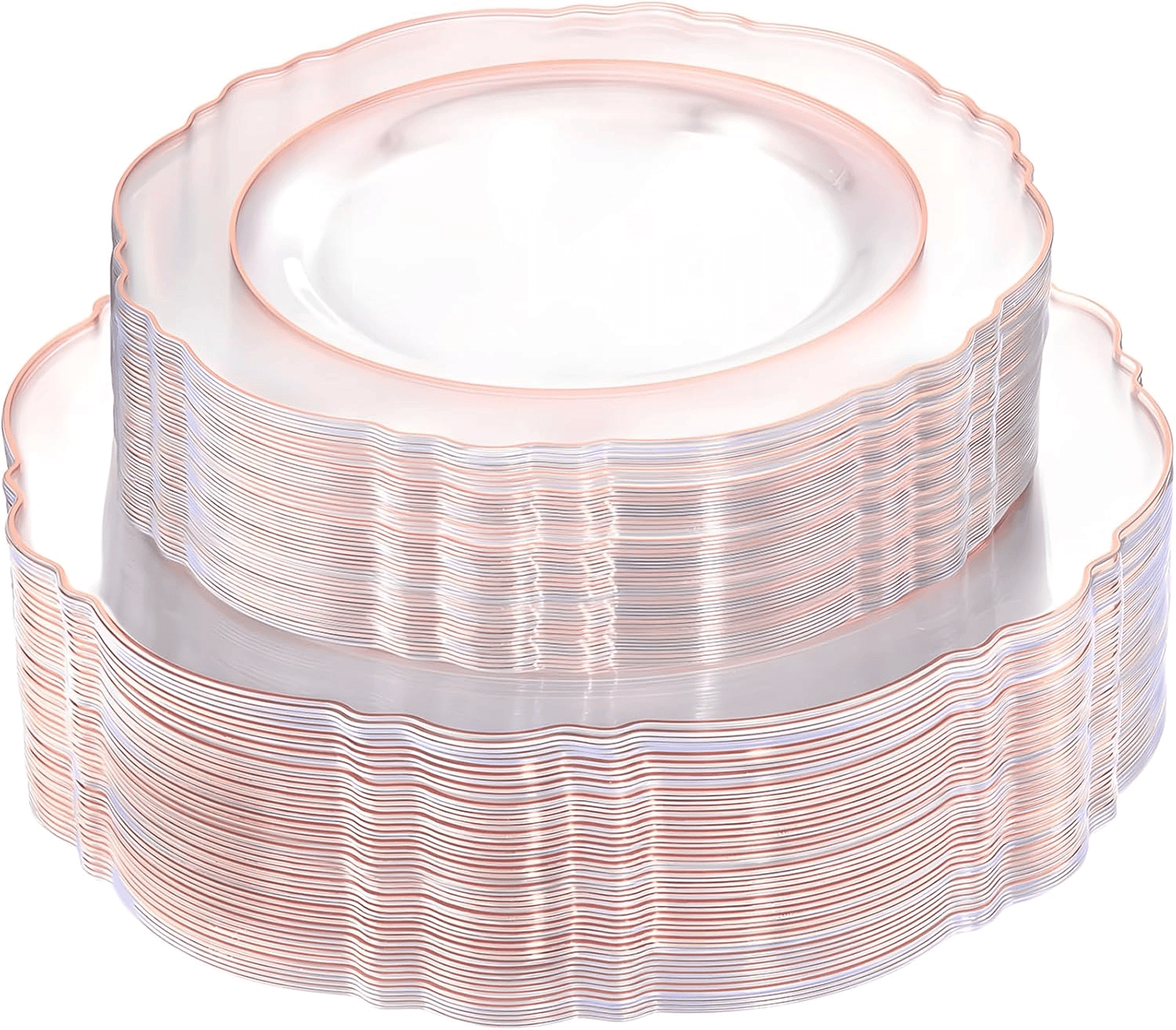 Clear Rose Gold Baroque Plastic Plates (100 Pieces) — view 10