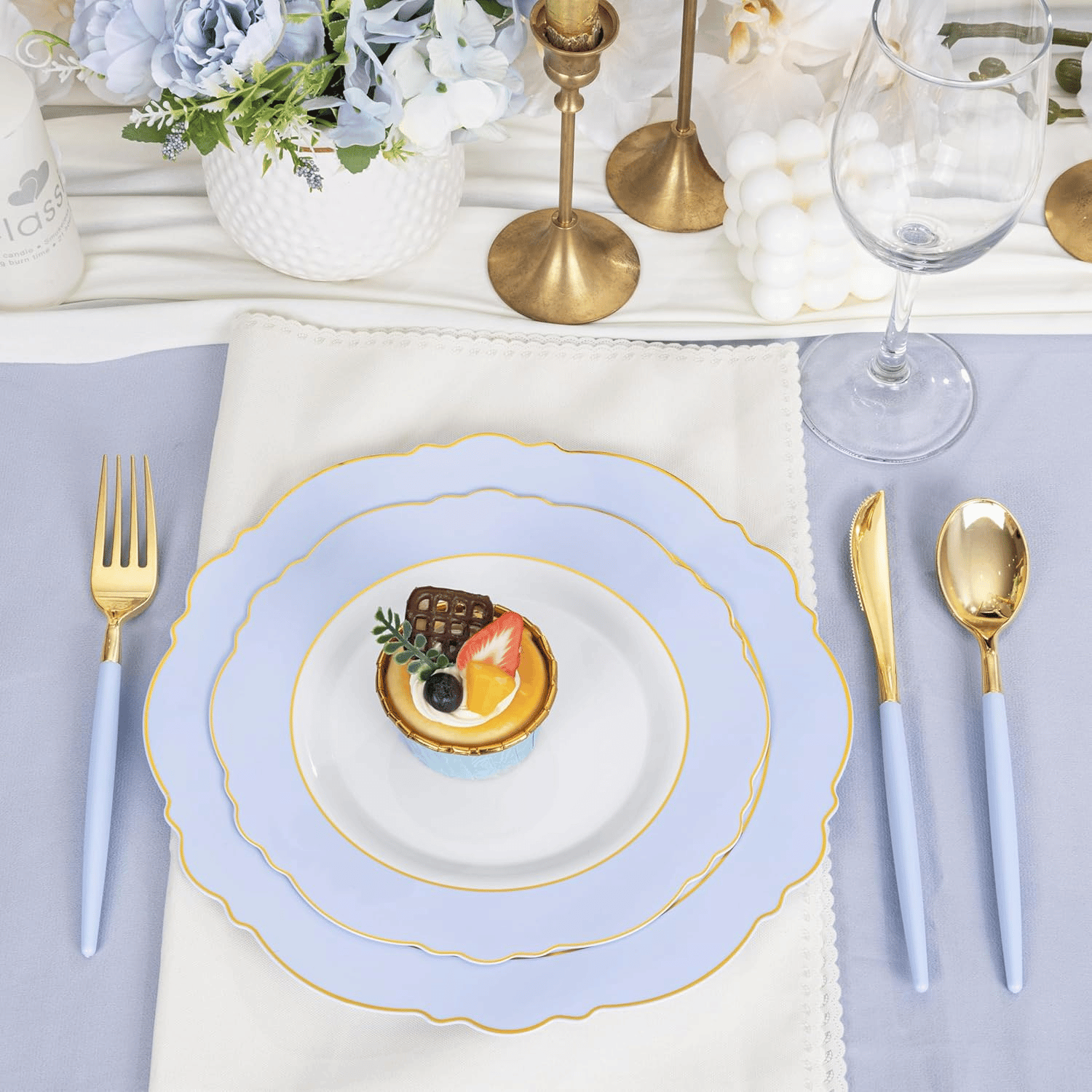 Blue Baroque Plastic Plates (60 Pieces) — view 8
