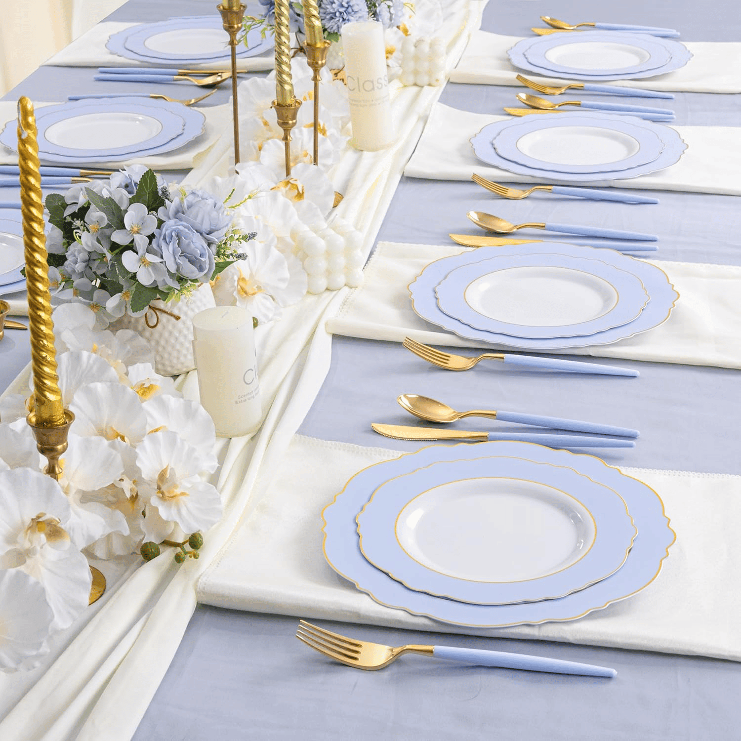 Blue Baroque Plastic Plates (60 Pieces) — view 9