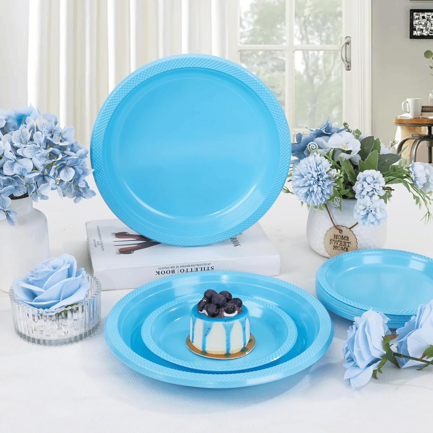 Light Blue 10inch Disposable Dinner Plates for Party (150 Pieces) — view 4